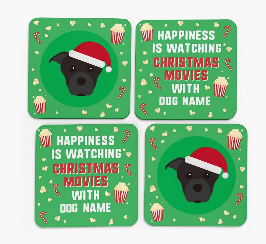 'Christmas Movies with {dogsName}' - Personalised {breedFullName} Coasters