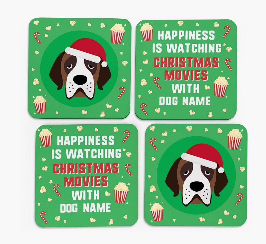 'Christmas Movies with {dogsName}' - Personalised {breedFullName} Coasters