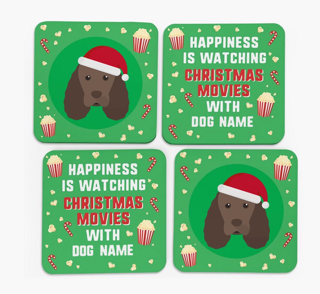 'Christmas Movies with {dogsName}' - Personalised {breedFullName} Coasters
