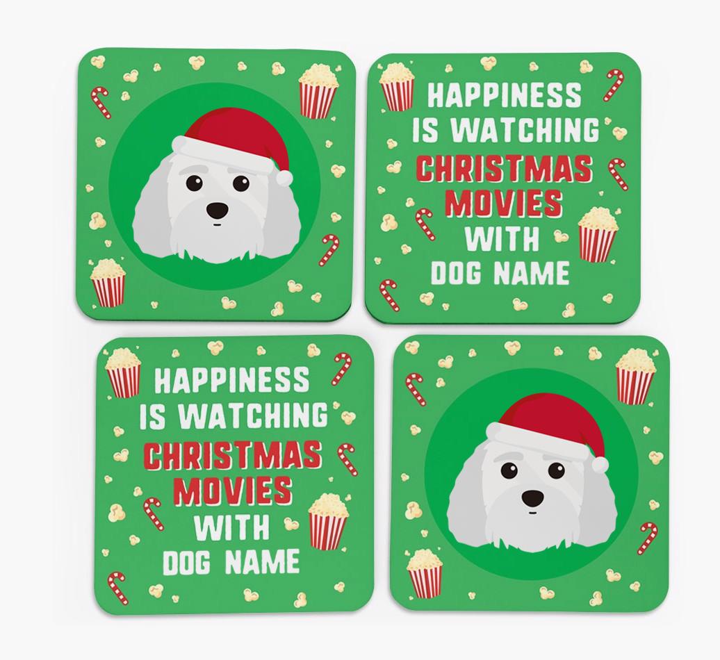 'Christmas Movies with {dogsName}' - Personalised {breedFullName} Coasters