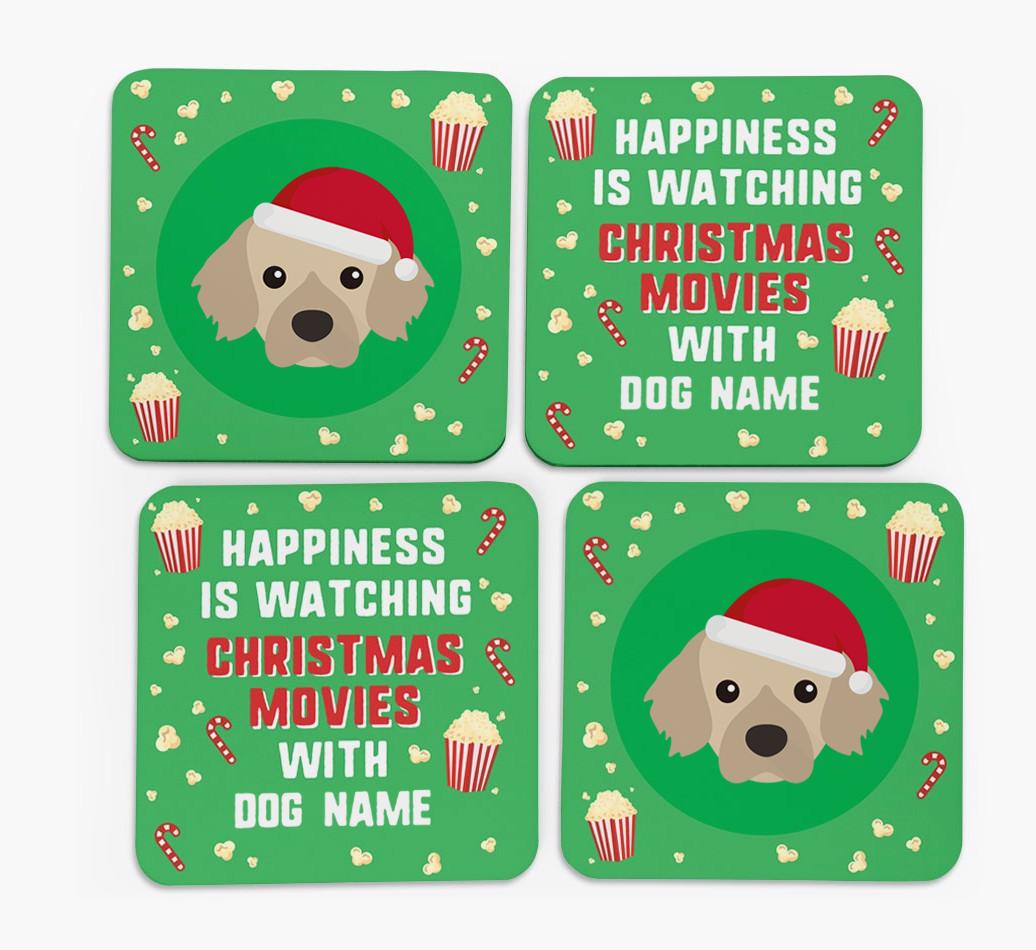 'Christmas Movies with {dogsName}' - Personalised {breedFullName} Coasters
