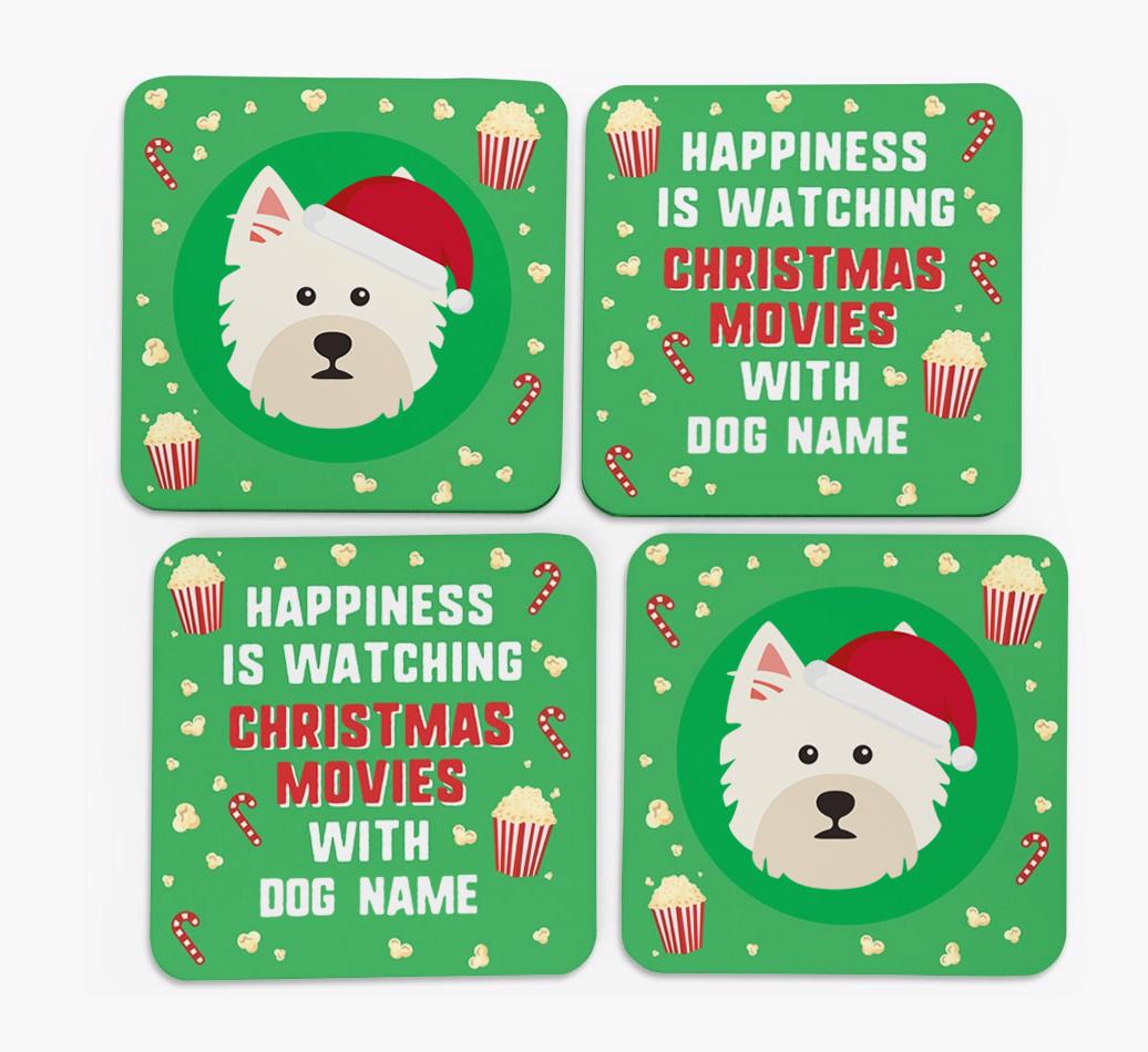 'Christmas Movies with {dogsName}' - Personalised {breedFullName} Coasters