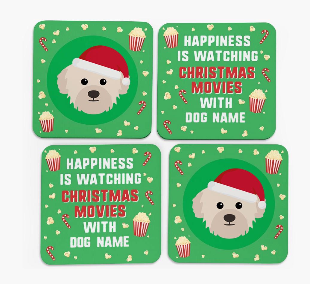 'Christmas Movies with {dogsName}' - Personalised {breedFullName} Coasters