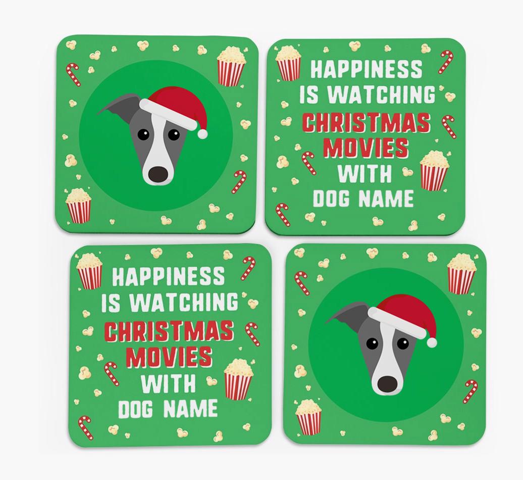 'Christmas Movies with {dogsName}' - Personalised {breedFullName} Coasters