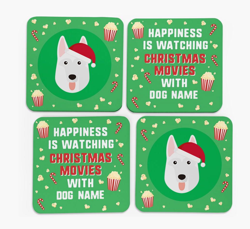 'Christmas Movies with {dogsName}' - Personalised {breedFullName} Coasters