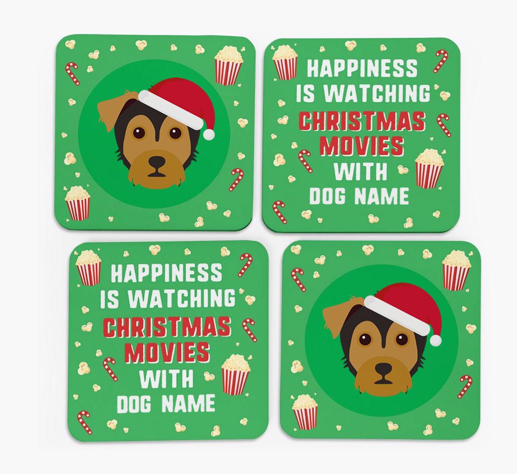 'Christmas Movies with {dogsName}' - Personalised {breedFullName} Coasters