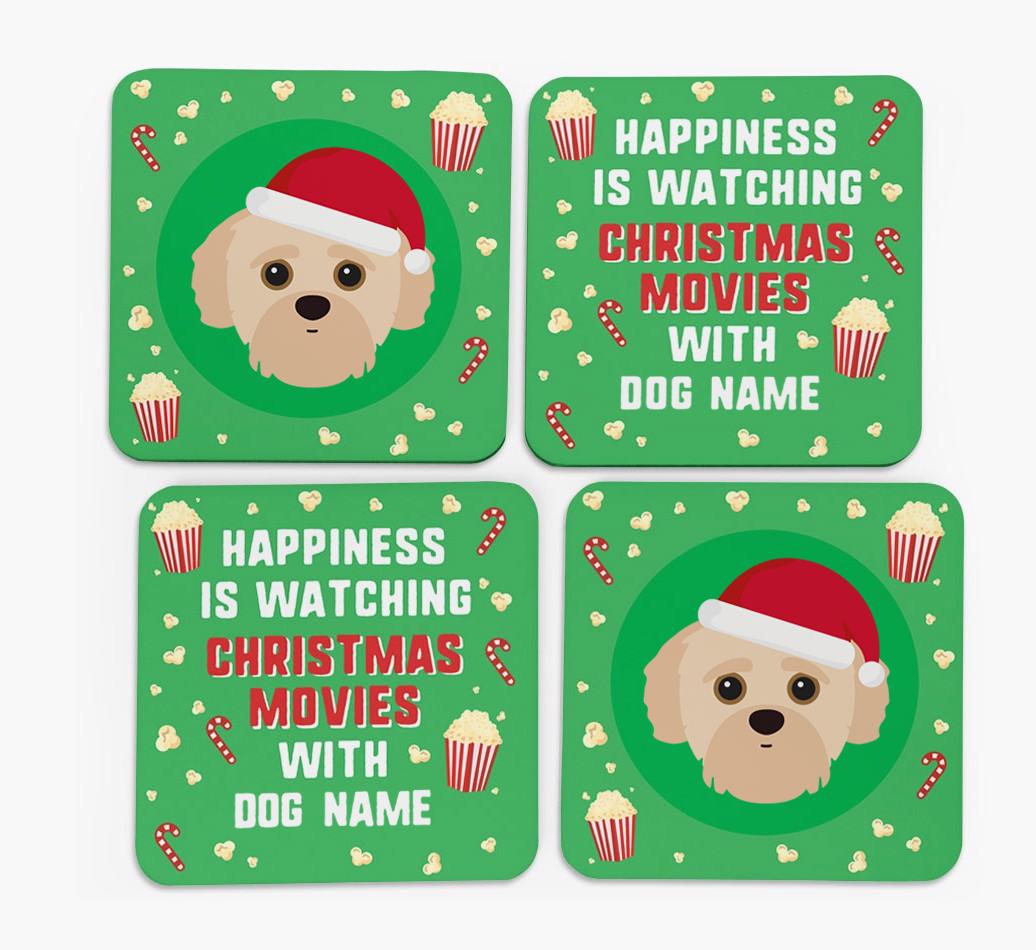 'Christmas Movies with {dogsName}' - Personalised {breedFullName} Coasters