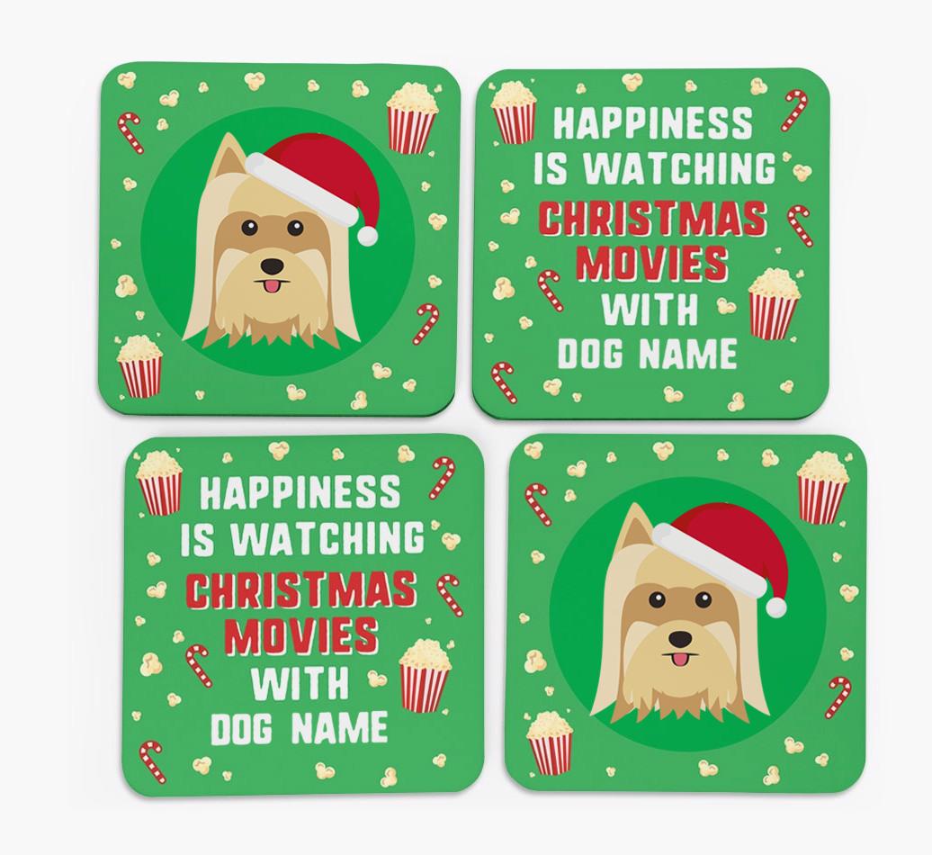 'Christmas Movies with {dogsName}' - Personalised {breedFullName} Coasters