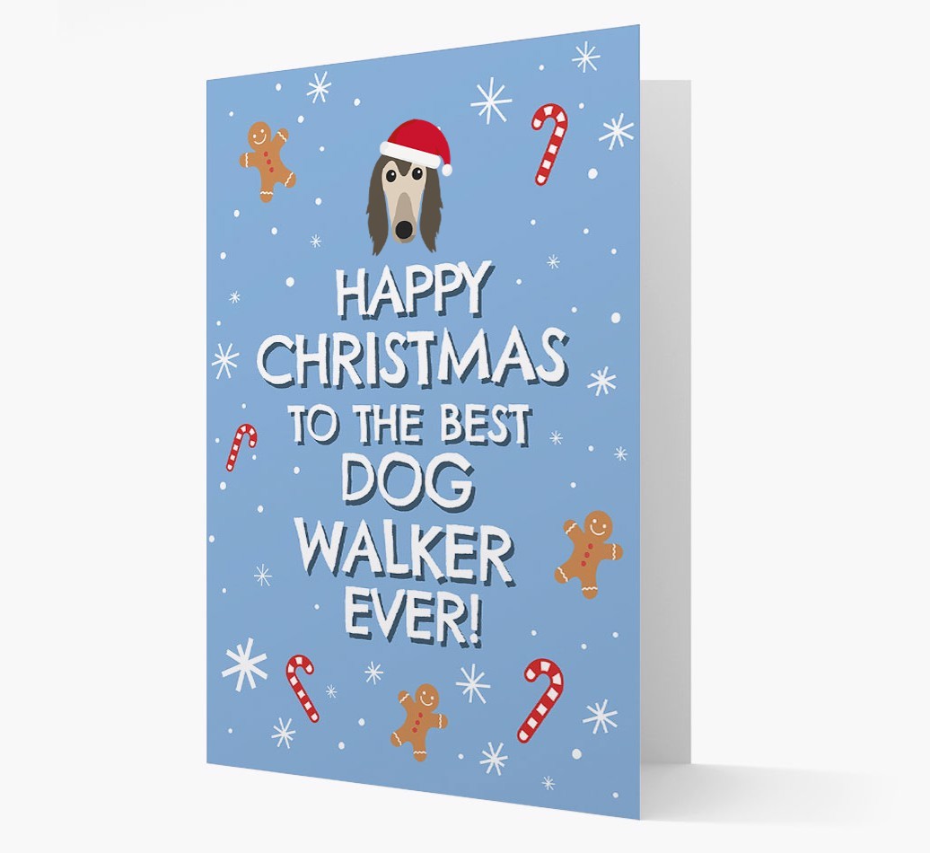 'Happy Christmas to the Best Dog Walker' - Personalized {breedFullName} Christmas Card
