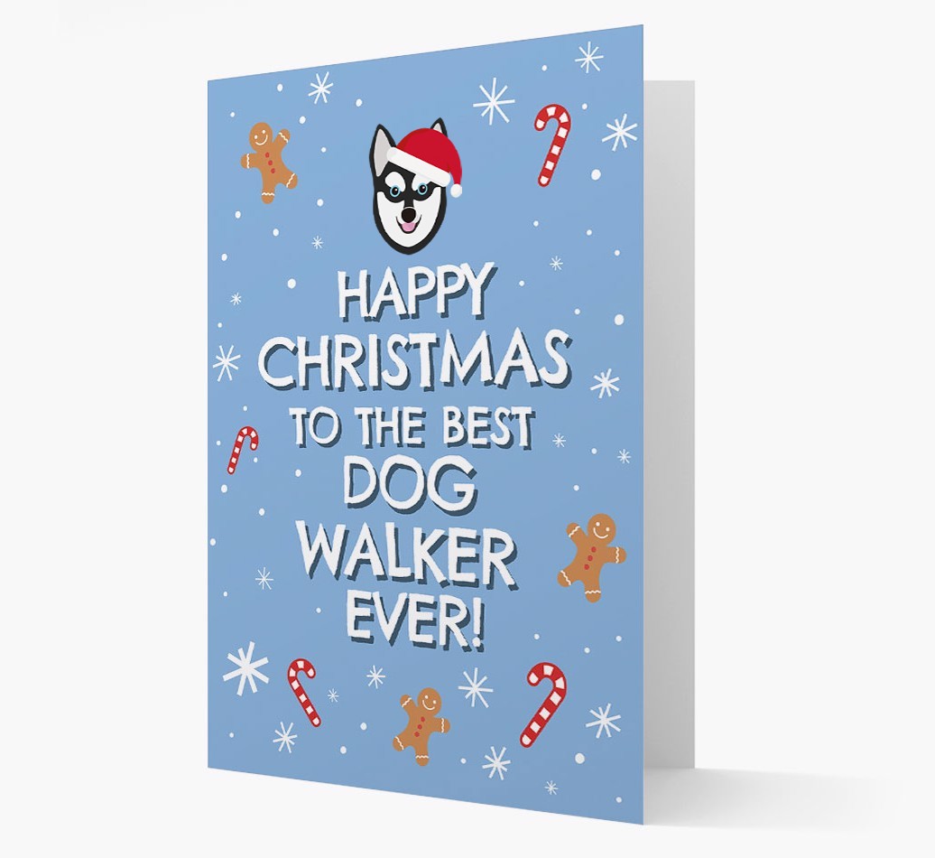 'Happy Christmas to the Best Dog Walker' - Personalized {breedFullName} Christmas Card