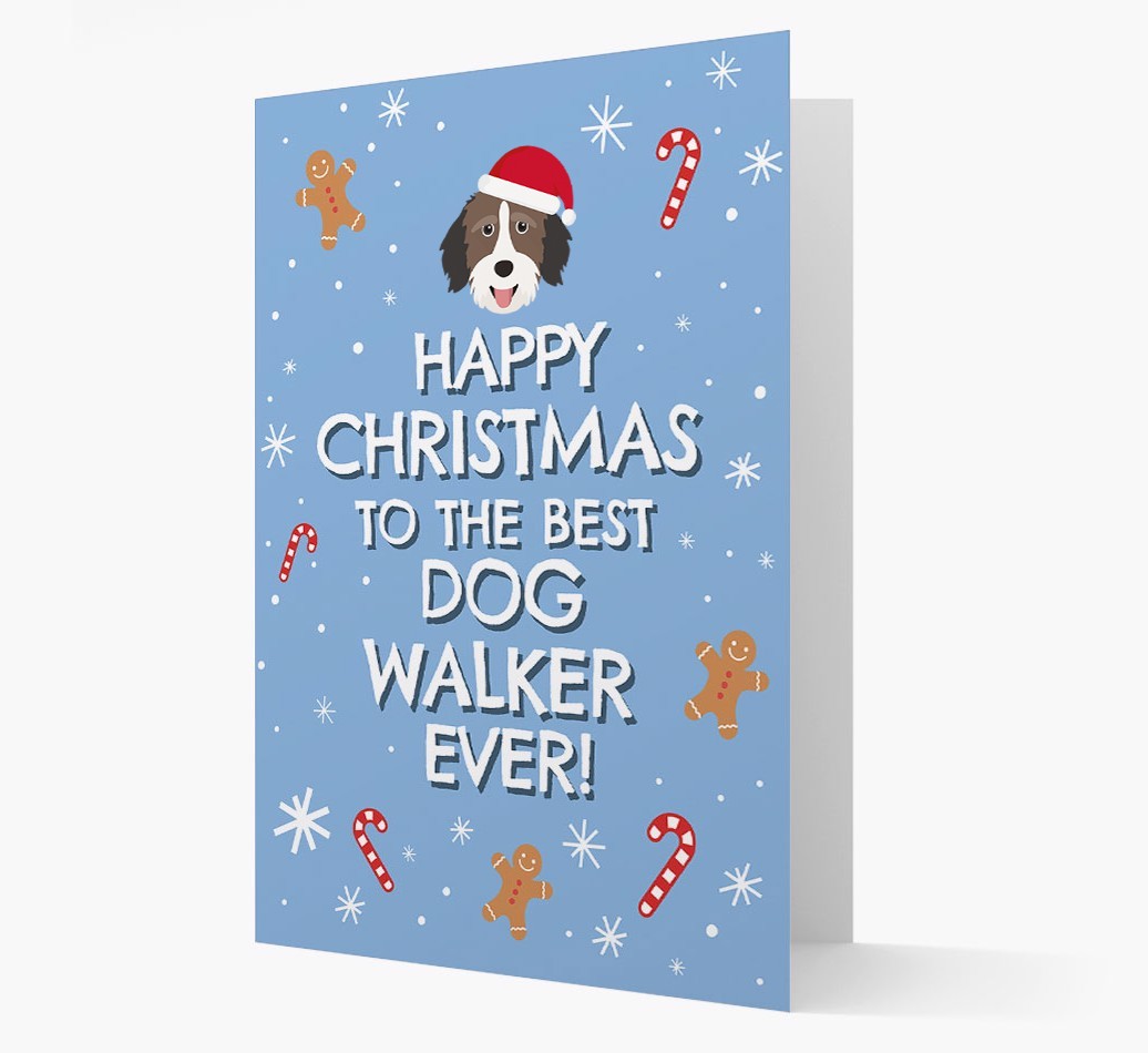 'Happy Christmas to the Best Dog Walker' - Personalized {breedFullName} Christmas Card