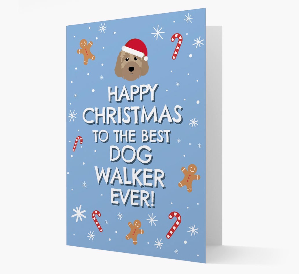 'Happy Christmas to the Best Dog Walker' - Personalized {breedFullName} Christmas Card