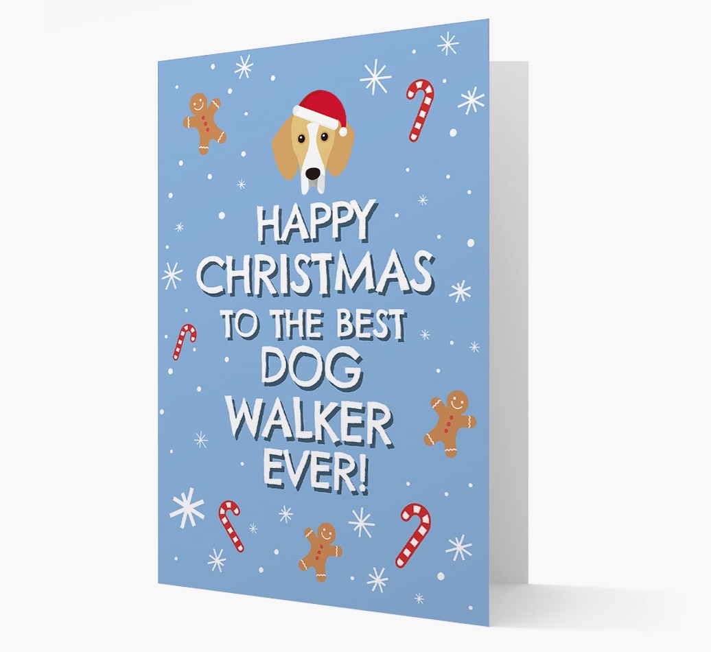 'Happy Christmas to the Best Dog Walker' - Personalized {breedFullName} Christmas Card