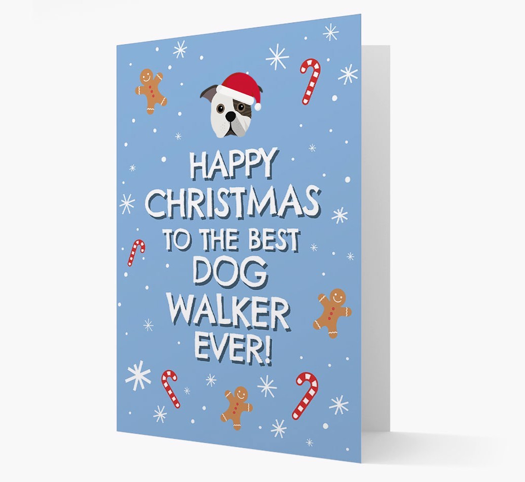 'Happy Christmas to the Best Dog Walker' - Personalized {breedFullName} Christmas Card