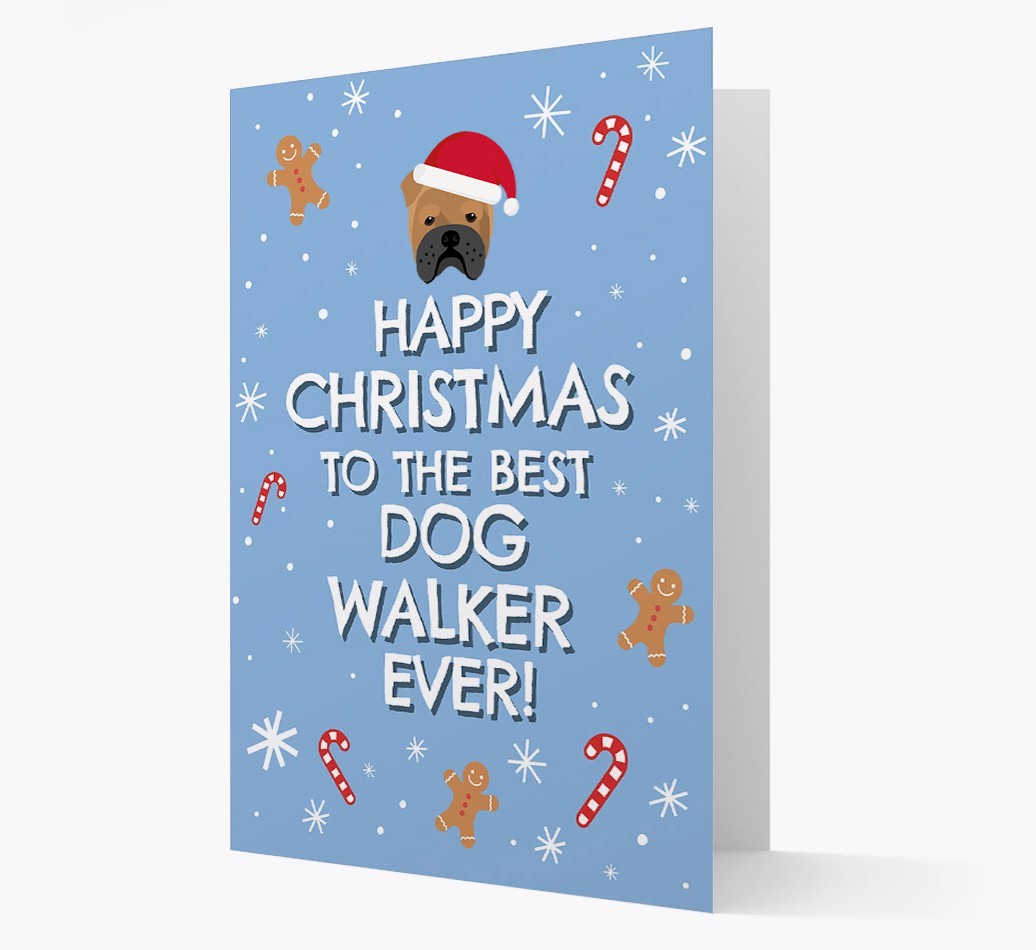 'Happy Christmas to the Best Dog Walker' - Personalized {breedFullName} Christmas Card