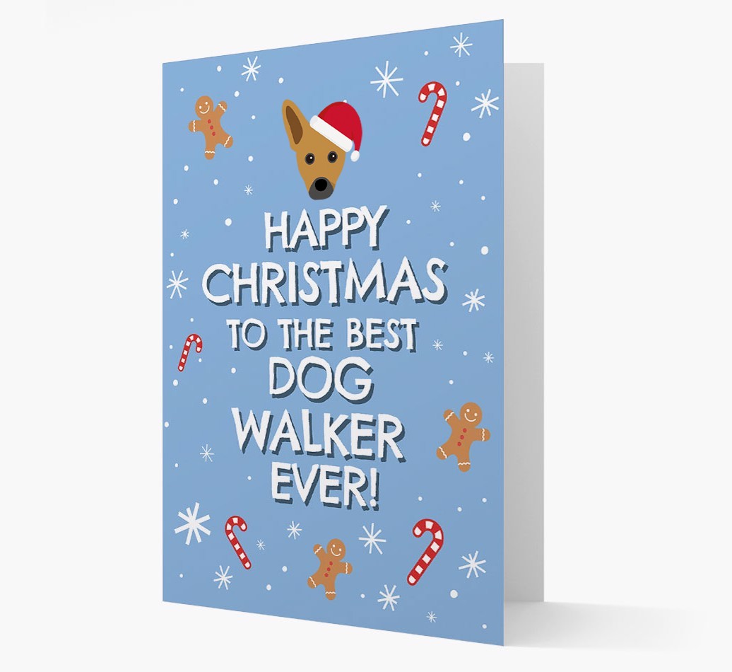 'Happy Christmas to the Best Dog Walker' - Personalized {breedFullName} Christmas Card