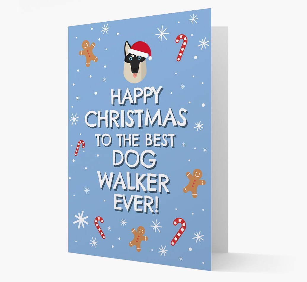 'Happy Christmas to the Best Dog Walker' - Personalized {breedFullName} Christmas Card