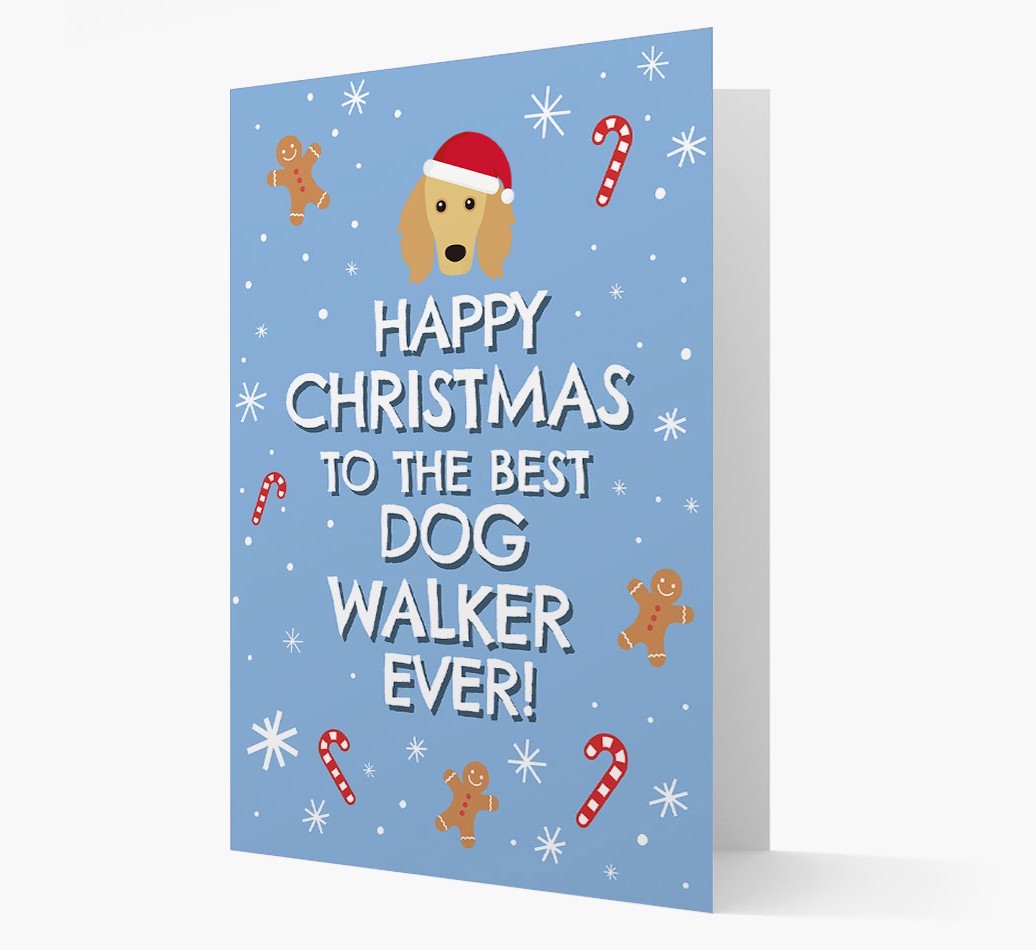 'Happy Christmas to the Best Dog Walker' - Personalized {breedFullName} Christmas Card