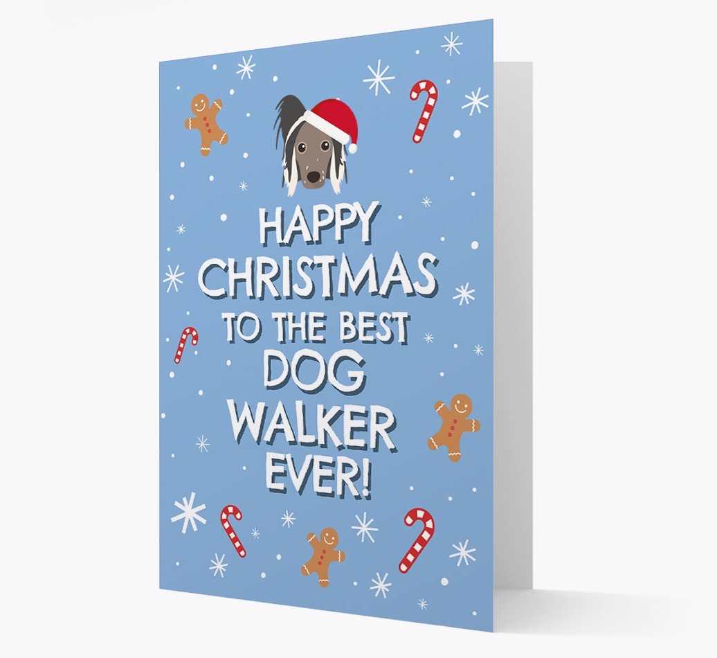 'Happy Christmas to the Best Dog Walker' - Personalized {breedFullName} Christmas Card