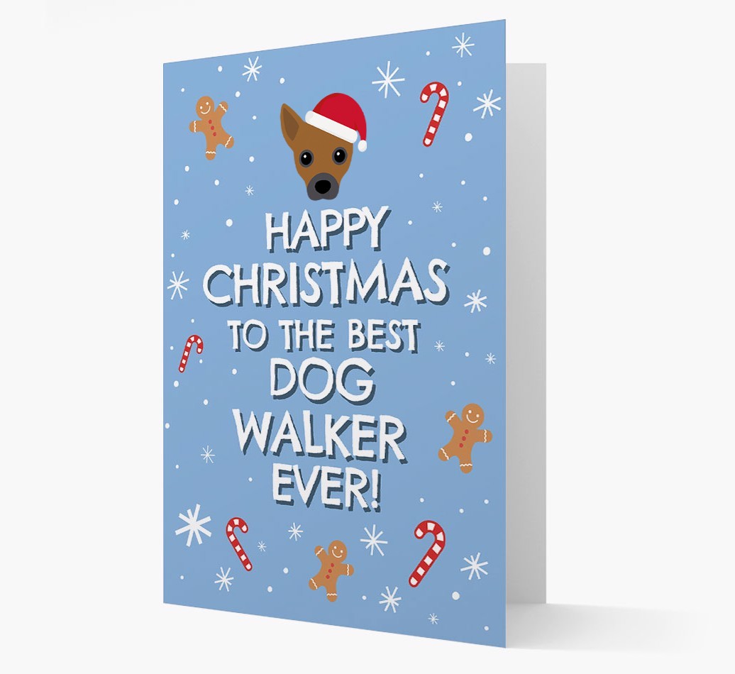 'Happy Christmas to the Best Dog Walker' - Personalized {breedFullName} Christmas Card