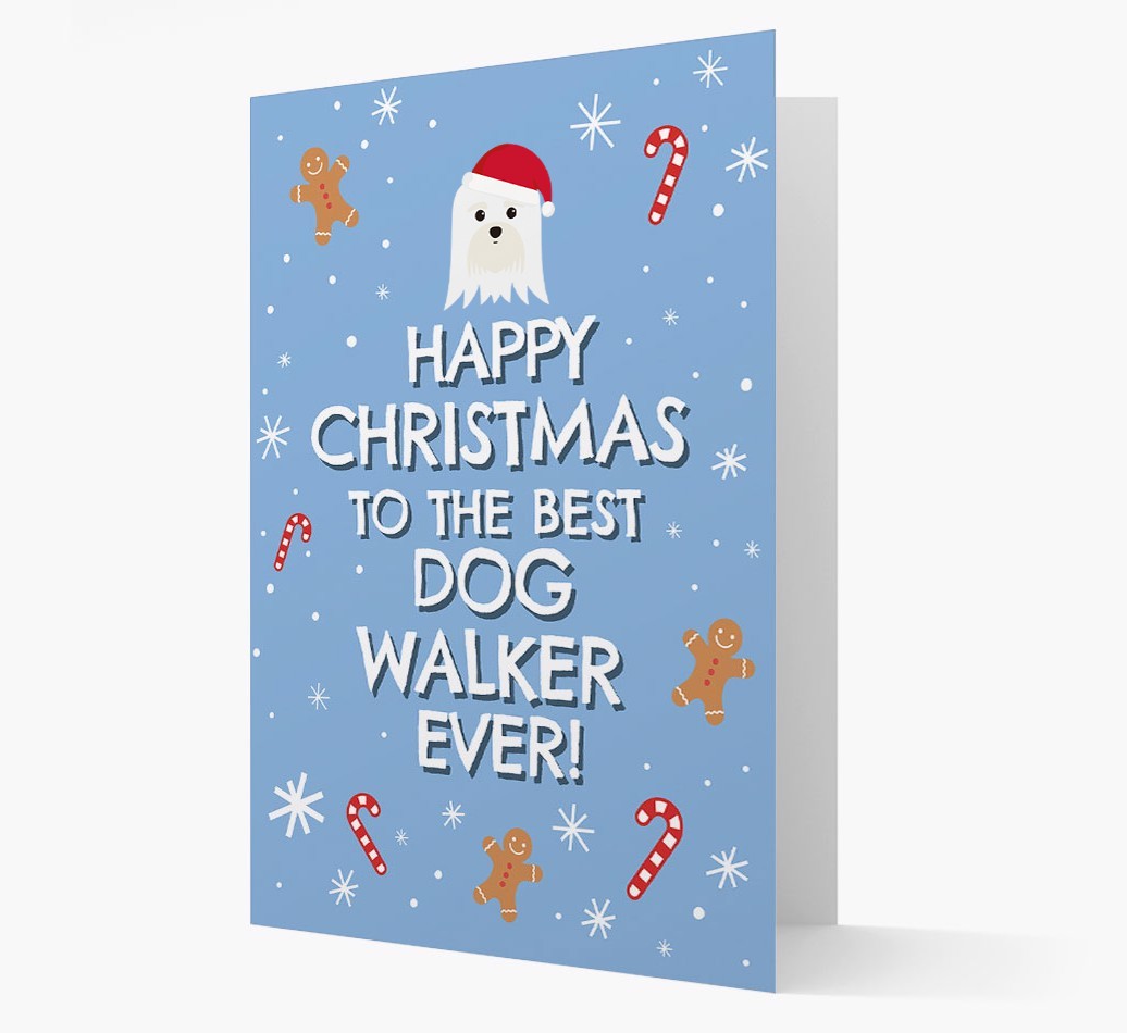 'Happy Christmas to the Best Dog Walker' - Personalized {breedFullName} Christmas Card