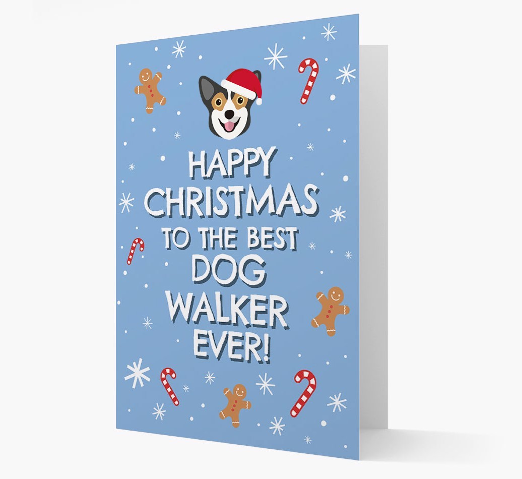 'Happy Christmas to the Best Dog Walker' - Personalized {breedFullName} Christmas Card