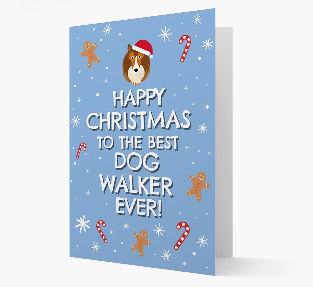 'Happy Christmas to the Best Dog Walker' - Personalized {breedFullName} Christmas Card