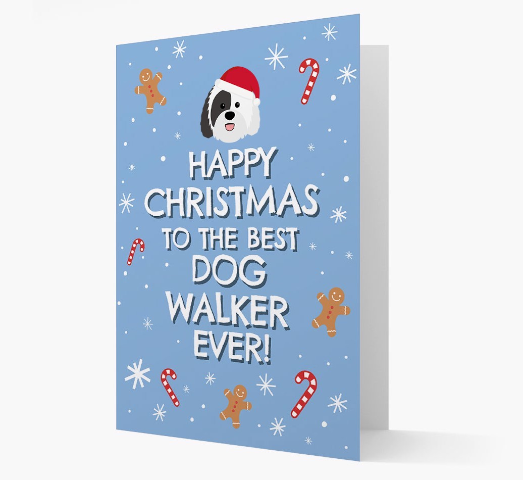 'Happy Christmas to the Best Dog Walker' - Personalized {breedFullName} Christmas Card