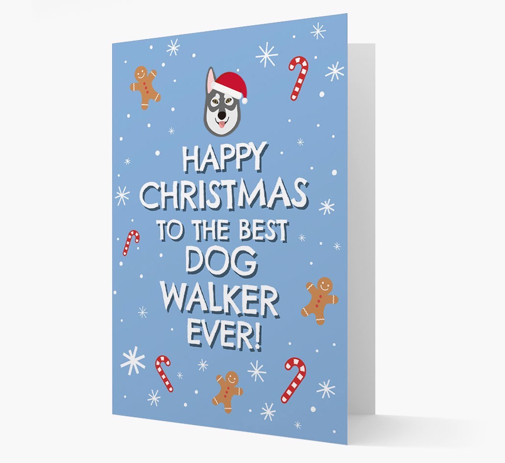 'Happy Christmas to the Best Dog Walker' - Personalized {breedFullName} Christmas Card