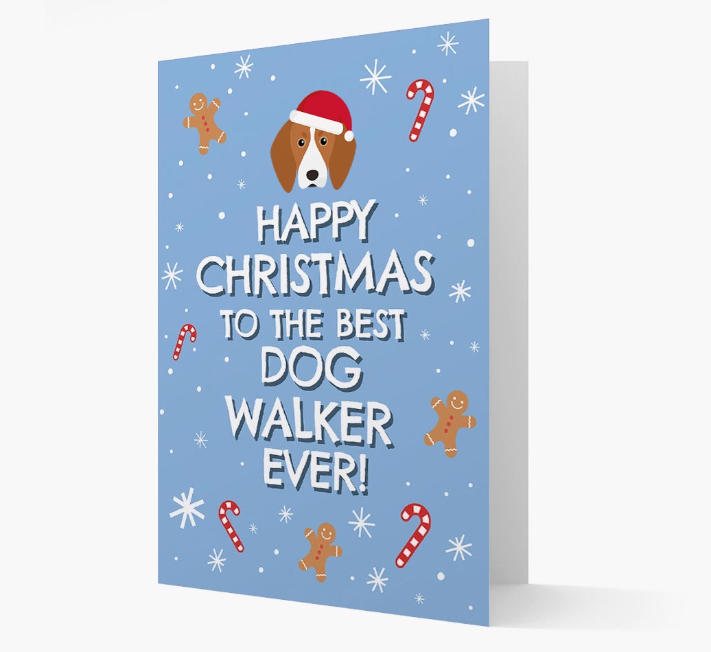 'Happy Christmas to the Best Dog Walker' - Personalized {breedFullName} Christmas Card