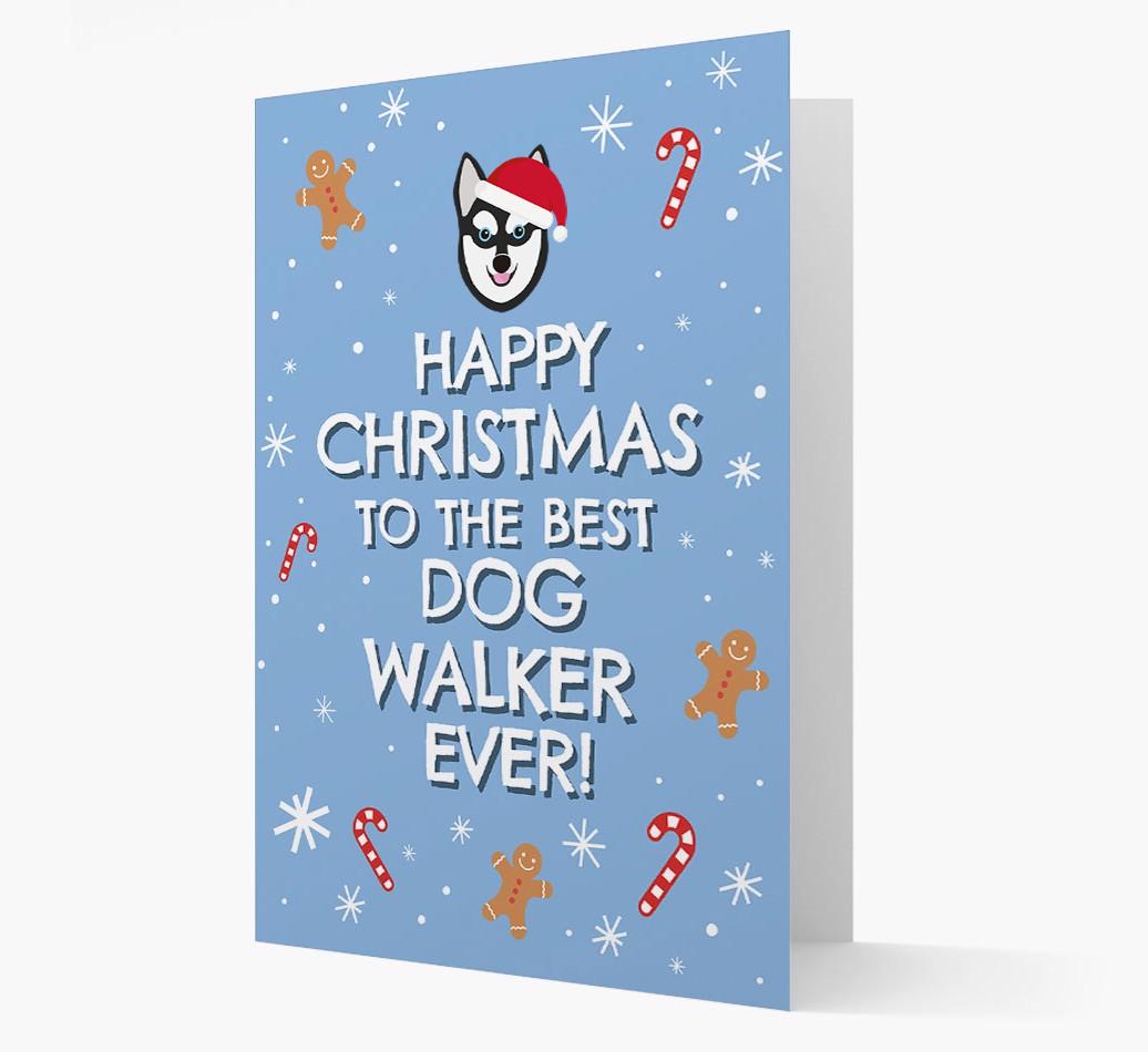 'Happy Christmas to the Best Dog Walker' - Personalized {breedFullName} Christmas Card