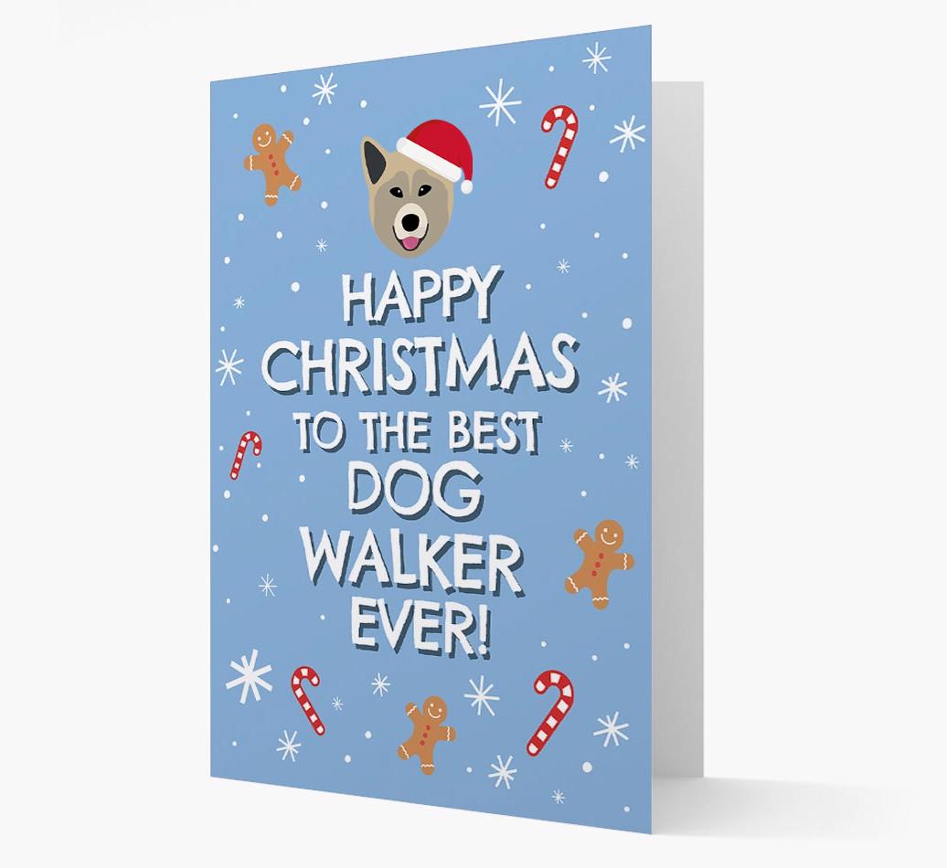 'Happy Christmas to the Best Dog Walker' - Personalized {breedFullName} Christmas Card