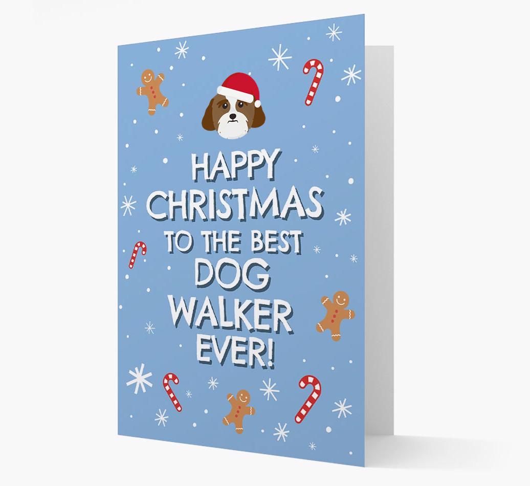 'Happy Christmas to the Best Dog Walker' - Personalized {breedFullName} Christmas Card