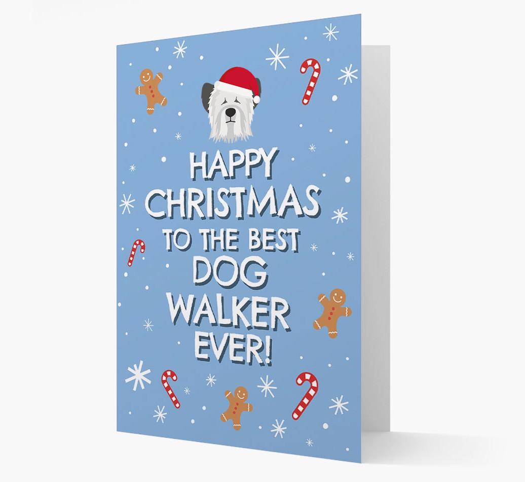 'Happy Christmas to the Best Dog Walker' - Personalized {breedFullName} Christmas Card