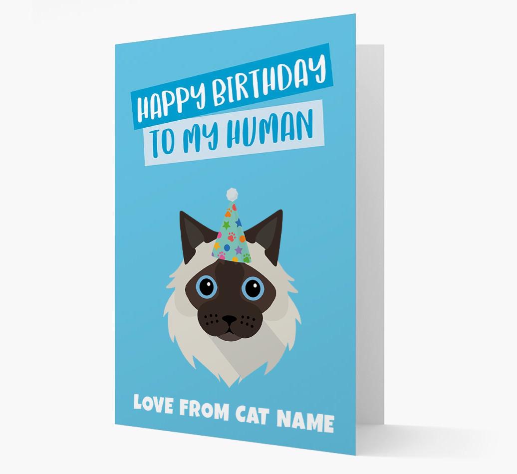 'Happy Birthday to My Human' - Personalized {breedCommonName} Card