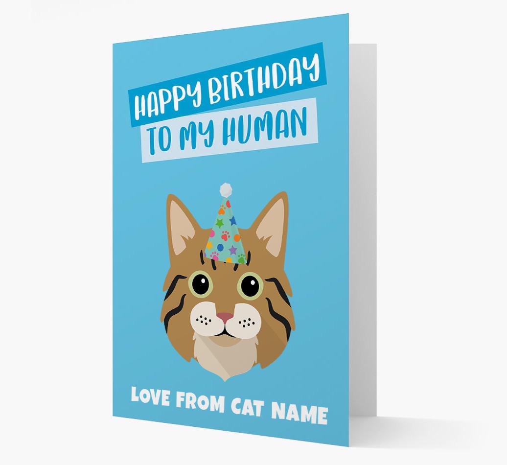 'Happy Birthday to My Human' - Personalized {breedCommonName} Card
