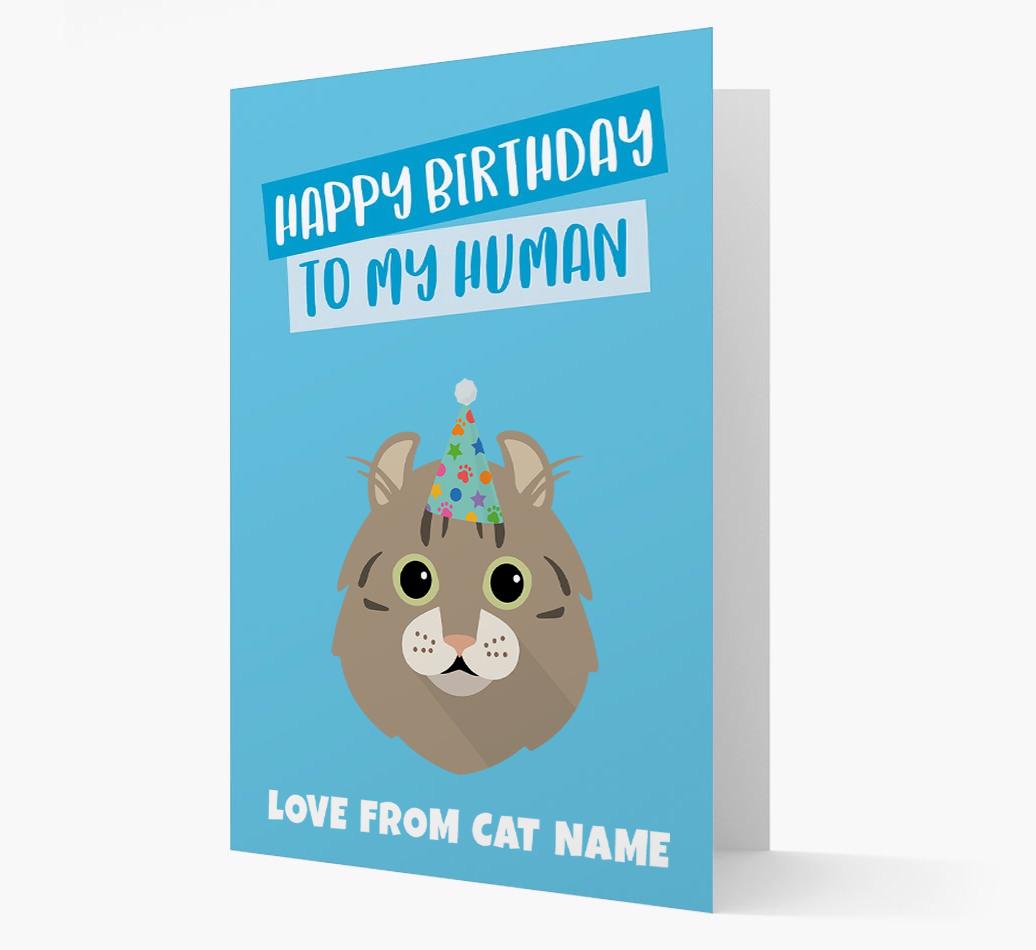 'Happy Birthday to My Human' - Personalized {breedCommonName} Card