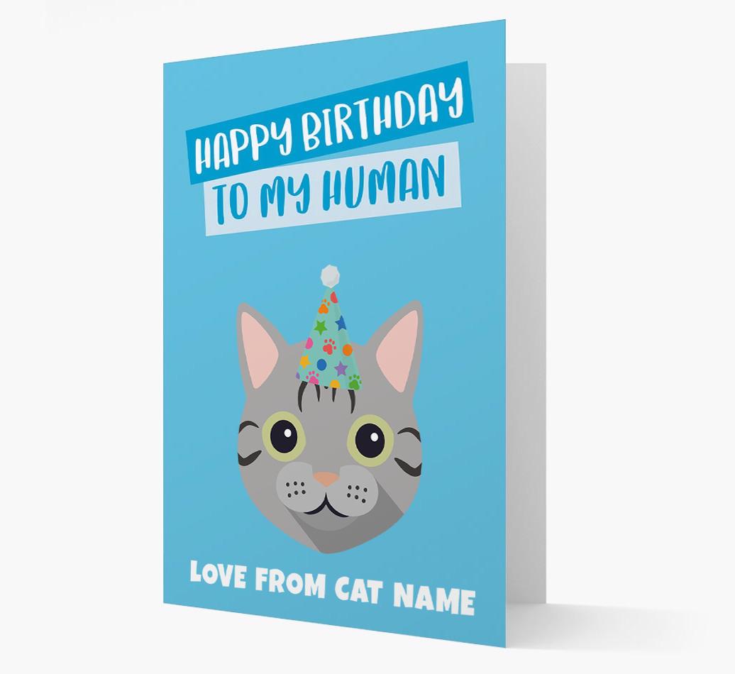 'Happy Birthday to My Human' - Personalized {breedCommonName} Card