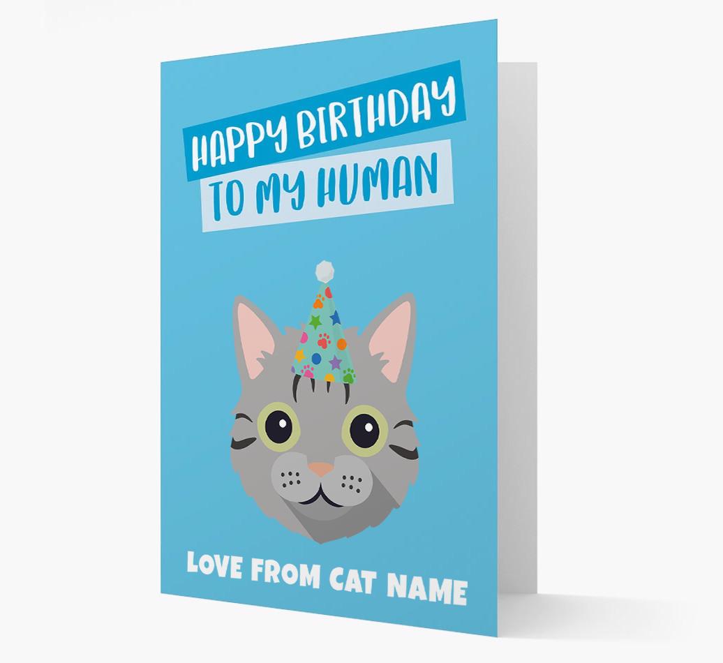 'Happy Birthday to My Human' - Personalized {breedCommonName} Card