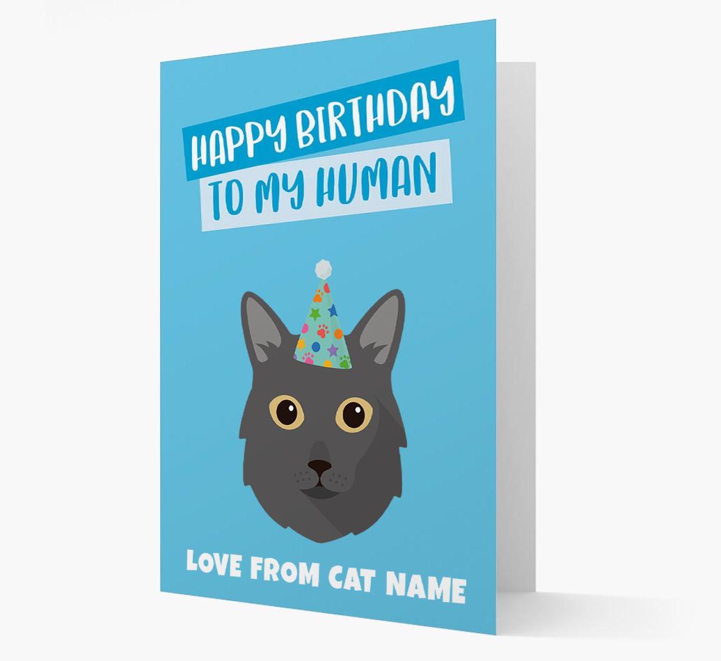 'Happy Birthday to My Human' - Personalized {breedCommonName} Card