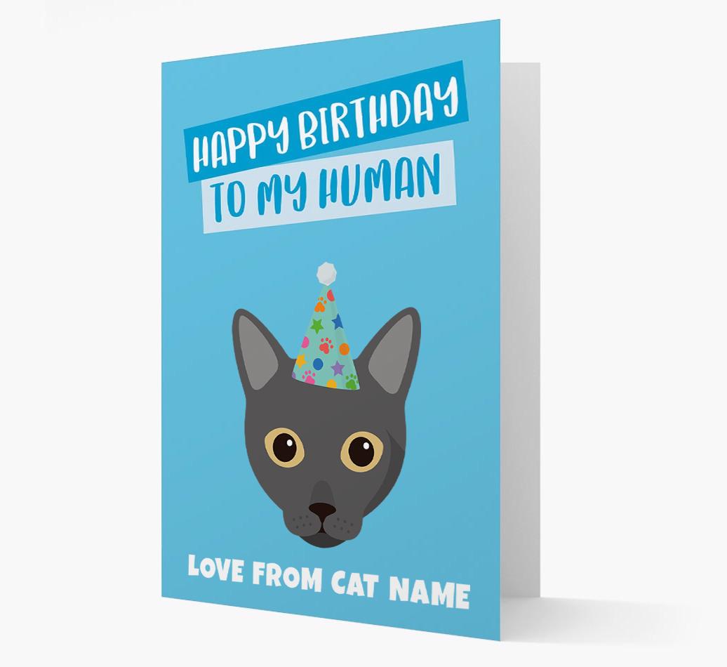 'Happy Birthday to My Human' - Personalized {breedCommonName} Card