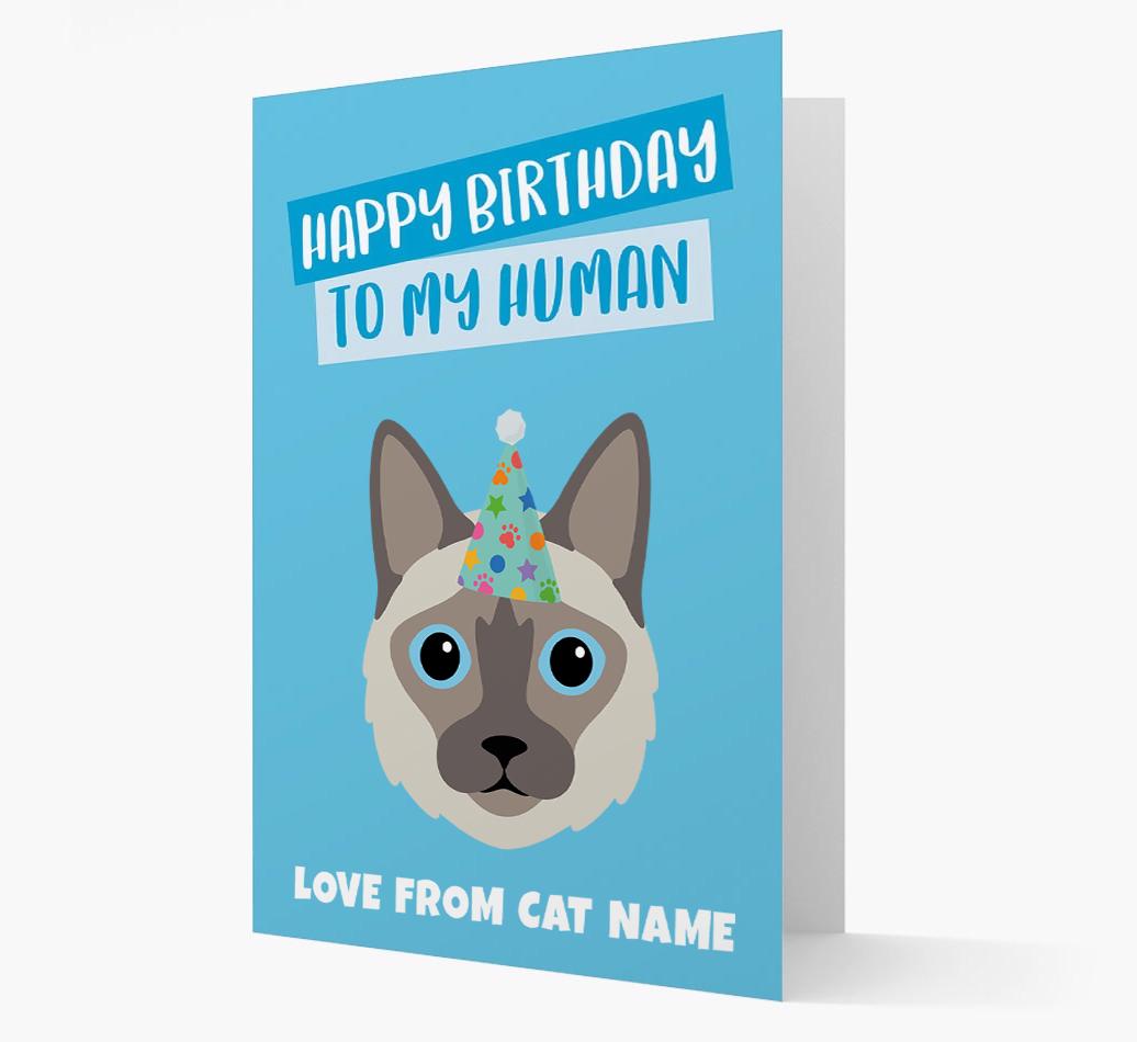 'Happy Birthday to My Human' - Personalized {breedCommonName} Card