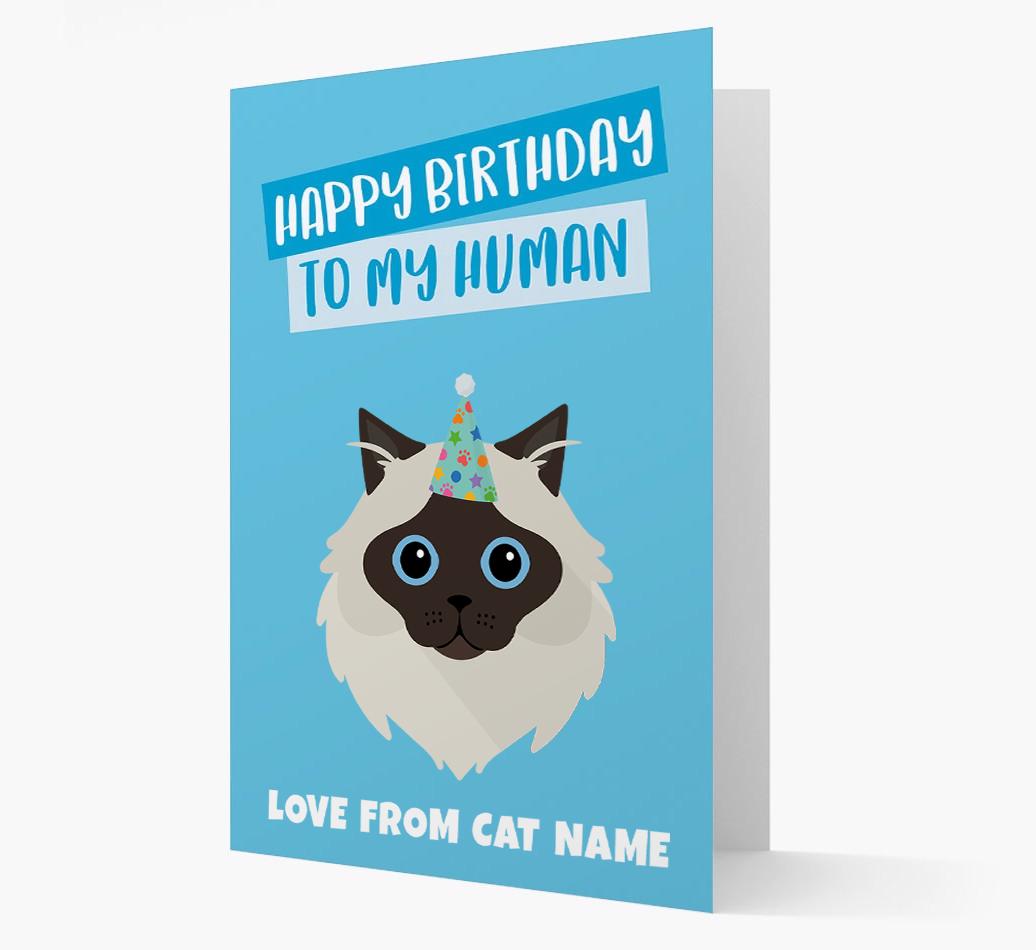 'Happy Birthday to My Human' - Personalized {breedCommonName} Card