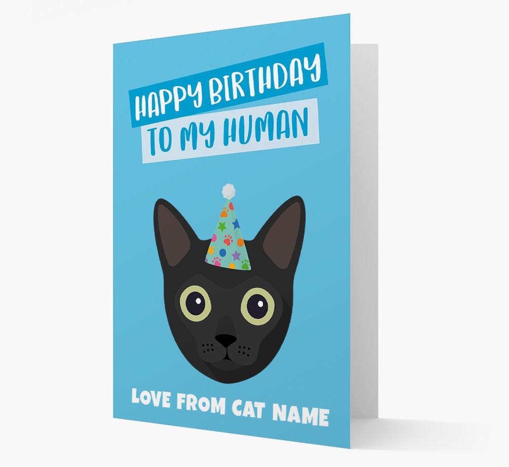 'Happy Birthday to My Human' - Personalized {breedCommonName} Card