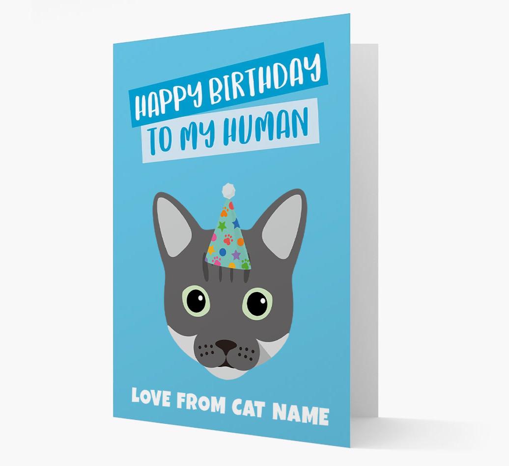 'Happy Birthday to My Human' - Personalized {breedCommonName} Card