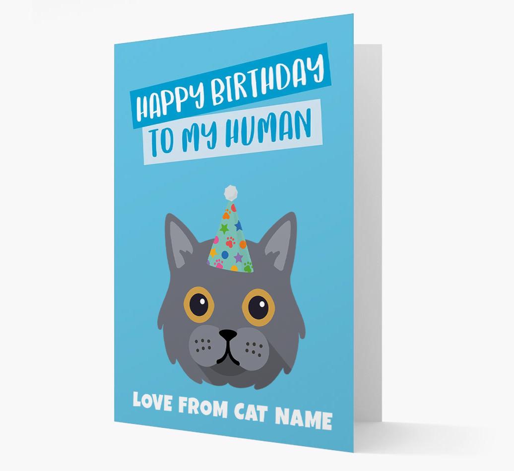 'Happy Birthday to My Human' - Personalized {breedCommonName} Card