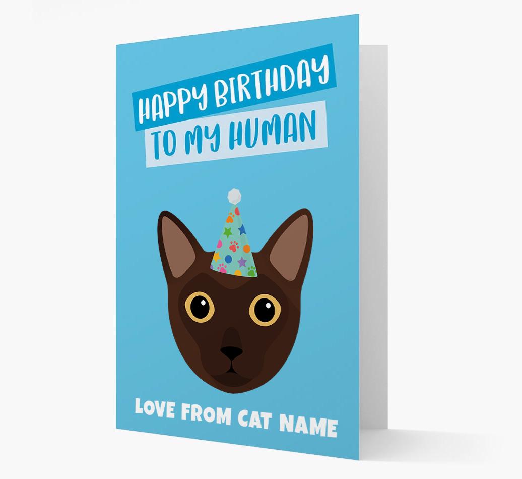 'Happy Birthday to My Human' - Personalized {breedCommonName} Card