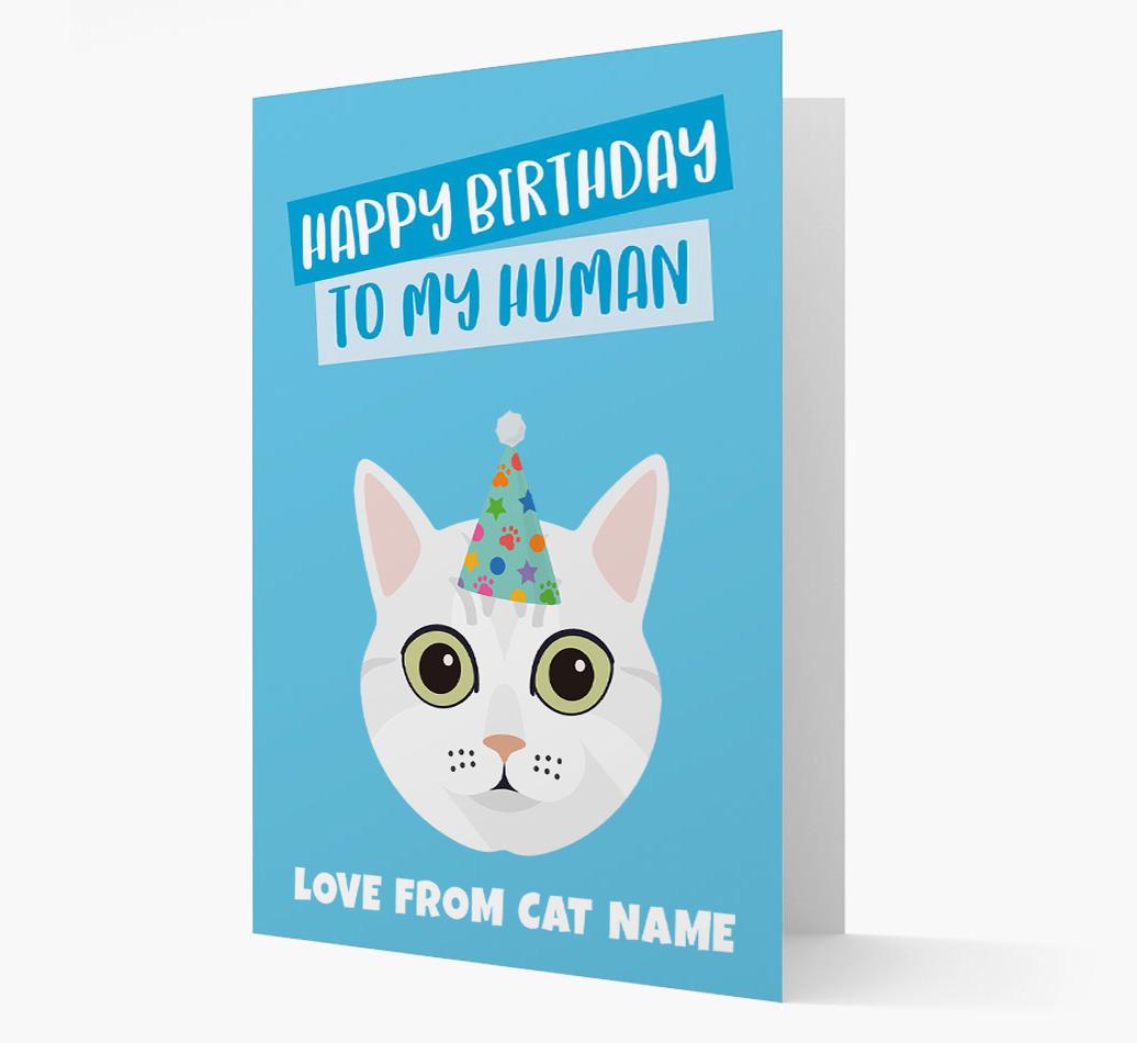 'Happy Birthday to My Human' - Personalized {breedCommonName} Card