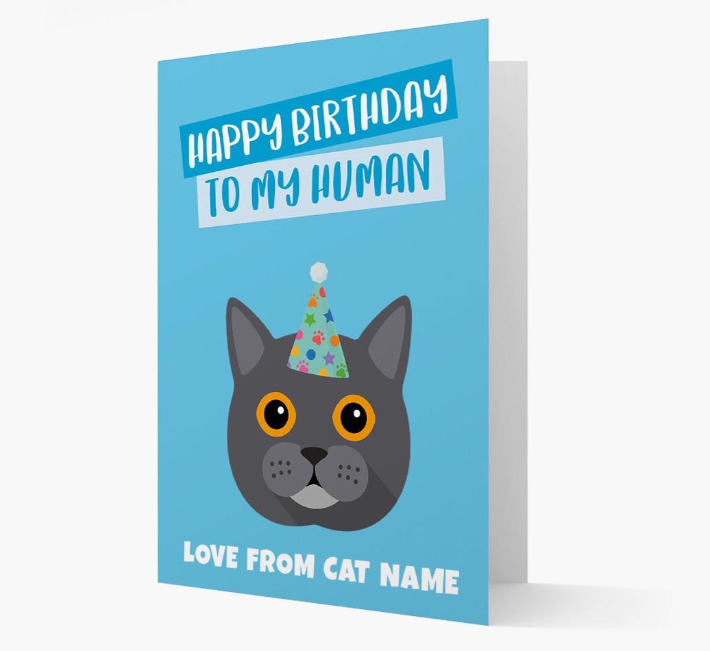 'Happy Birthday to My Human' - Personalized {breedCommonName} Card