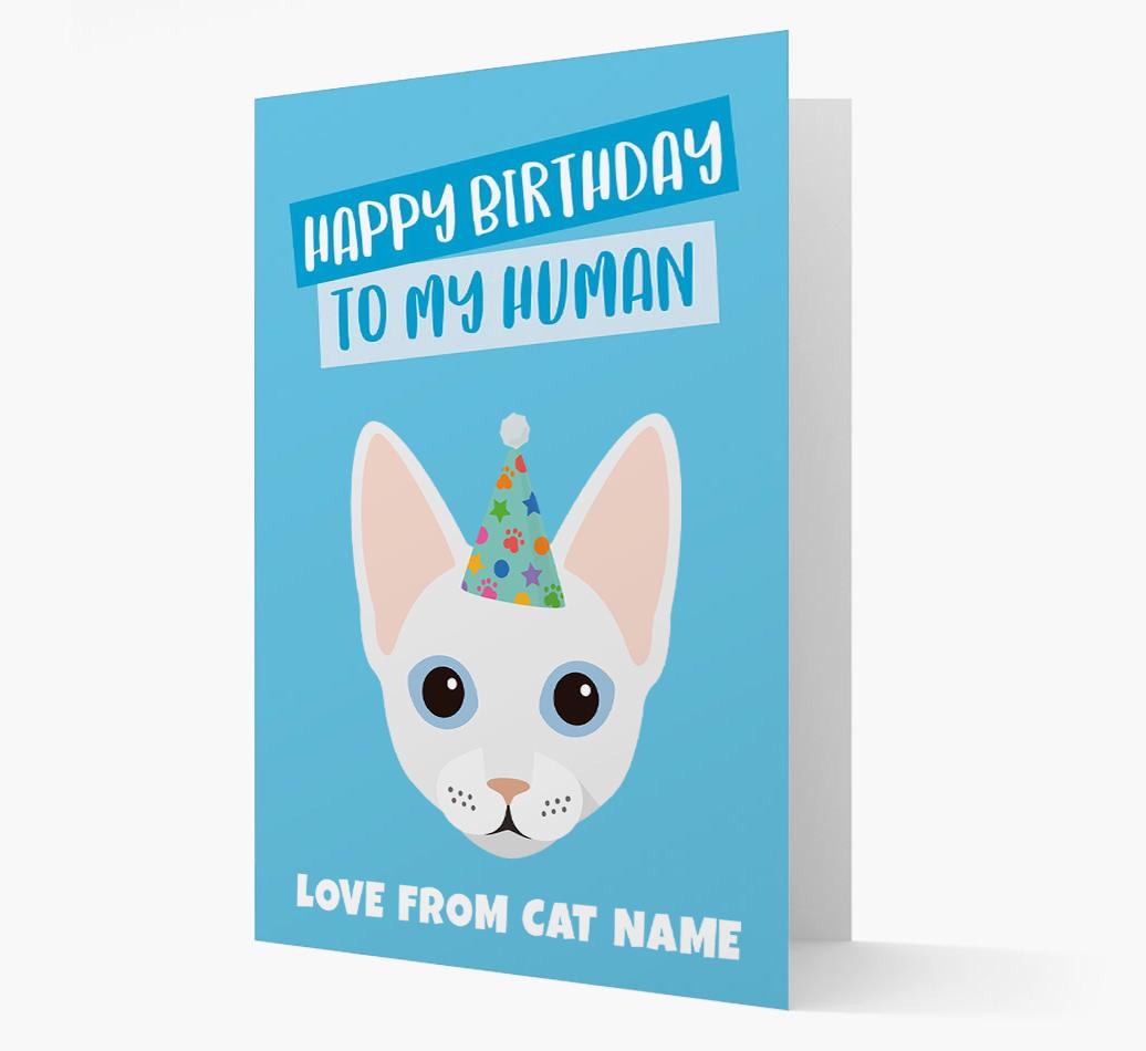 'Happy Birthday to My Human' - Personalized {breedCommonName} Card